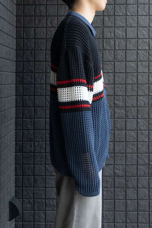 【THE JEAN PIERRE】"ジップメッシュニットシャツ"